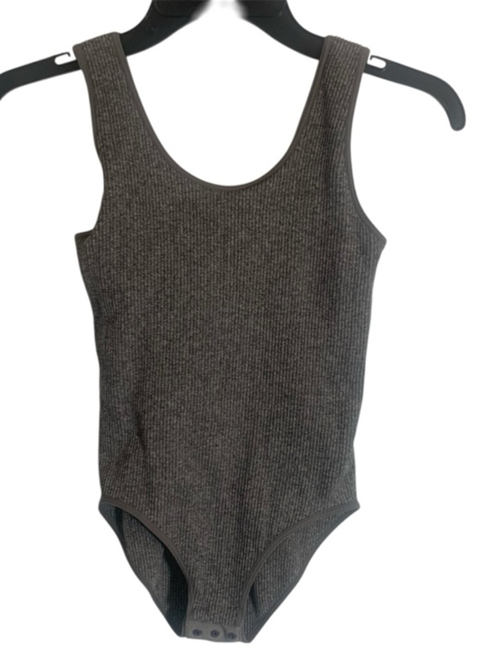 Parisian Works Ribbed Ladies Sz Small One-Piece Bodysuit Charcoal Grey Shapewear